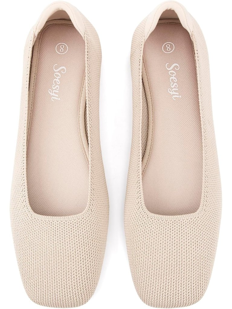 Women's Almoned Mary Jane Ballet Flats Washable Knit Comfortable Dressy Shoes